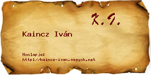 Kaincz Iván névjegykártya